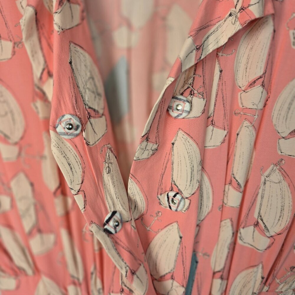 ANTHROPOLOGIE MAEVE TOURISTA SAILBOAT ROMPER PINK WITH BLUE ACCENT SIZE SMALL - Picture 5 of 8